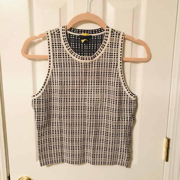 Black and white plaid THEORY knit tank top - Picture 2 of 9